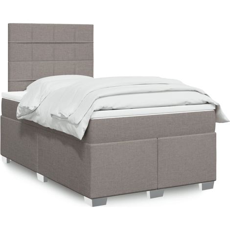 vidaXL Sommier à lattes de lit avec matelas taupe 120x190 cm tissu (1/5)
