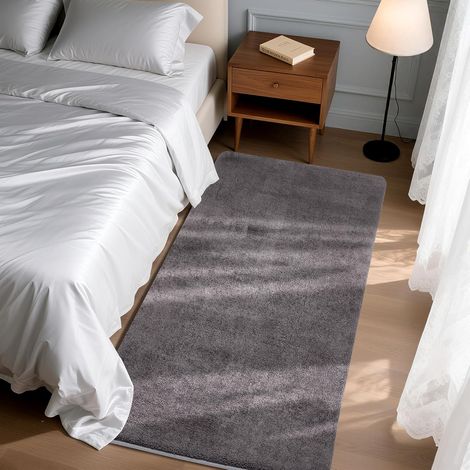 Tapis de Cuisine Uni 80x150cm, Ultra Doux à Poils Courts, Antidérapant et Lavable, Confort Idéal pour Couloir, Entrée Interieur, Salle à Manger, Salon, Chambre Enfant, Décoratif, Gris foncé (1/5)