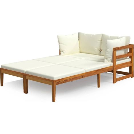 Maison Exclusive - Sonnenliegen mit Cremeweißen Kissen 2 Stk. Aka (1/5)