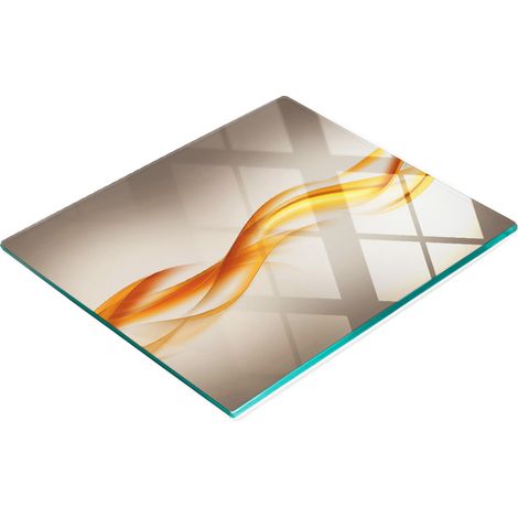 Tabla de cocina de vidrio templado con gr谩ficos decorativos de ondas abstractas, 60x52 cm. (1/5)