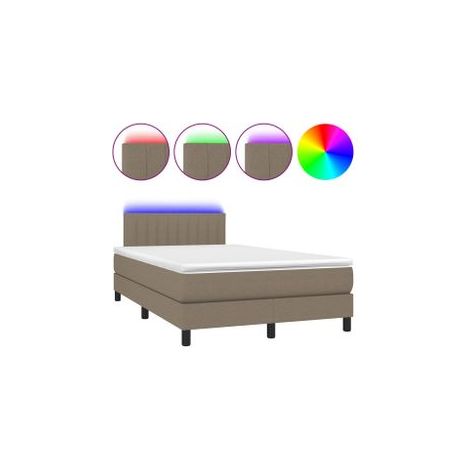Sommier à lattes de lit avec matelas LED Taupe 120x200 Tissu (1/5)