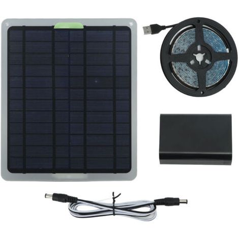 Bande lumineuse de croissance de plantes solaires, 20W, IP65, LED étanche, avec boîte de Protection de batterie, pour serre, 9,8 pieds (1/5)