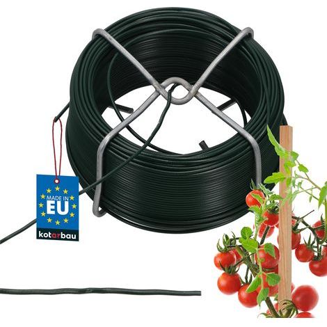 - Filo da giardino - Filo di collegamento - Acciaio zincato rivestito in PVC - Per sostenere piante, fiori e recinzioni - Verde - 1,6x5000cm (1/5)