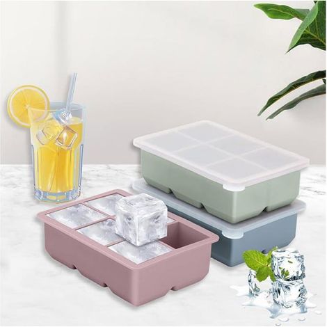 Bac À Glaçons - Silicone Épais - 6 Compartiments - Avec Couvercle Et Pince De 19,5 Cm - Pour Congélateur Whisky Cocktails - Lot De 1
