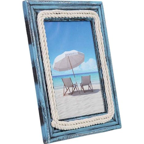 Porta fotos de madera azul 15x18, 20.5x2x25.5h cm