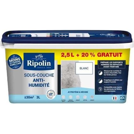 RIPOLIN Sous-Couche Anti Humidité pour Préparer vos supports Humides avant la mise en peinture -