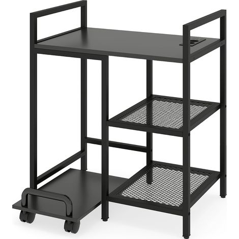 Soporte para impresora de 3 niveles con estación de carga, negro