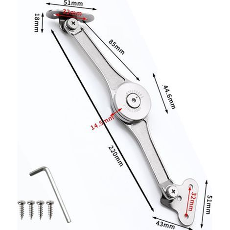 Vérin pneumatique pour porte de meuble, charnière robuste en alliage de zinc pour couvercle rabattant, support placard cuisine et coffre à jouets (1/4)