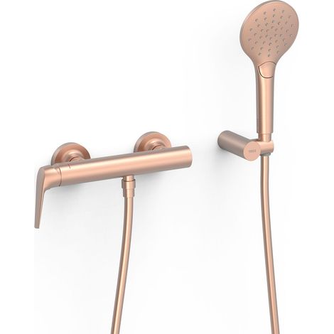 TRES 28116701OPM FUJI Grifo Monomando Mural Ducha Color Oro Rosa Mate 24K - ref: 28116701OPM (1/2)
