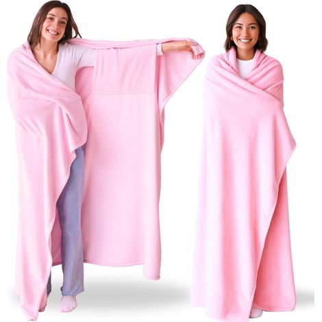 Couverture utilisable toute l'année pour adultes, châle douillet à capuche pour femmes et hommes, cadeau de Noël idéal, rose (1/5)