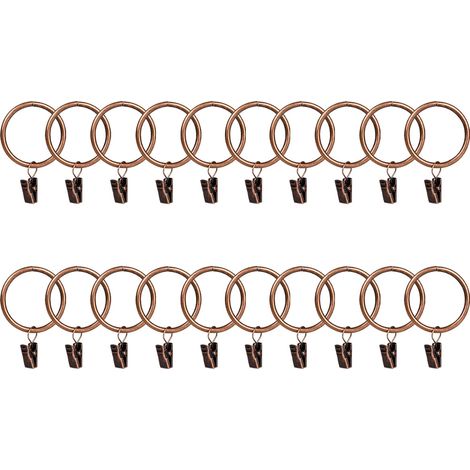 Anneau De Rideau Avec Pince - Métal - Diamètre Intérieur 38 Mm - Pour Tiges Jusqu'à 33 Mm - Convient Rideaux Fenêtre Lit Douche Porte - Lot De 20 (1/5)