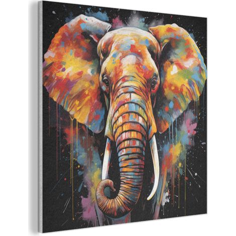 CUADRO ACÚSTICO Elefante - Graffiti - Negro - Animales - Colores Cuadros Decoracion Salon Modernos 90x90 (1/5)