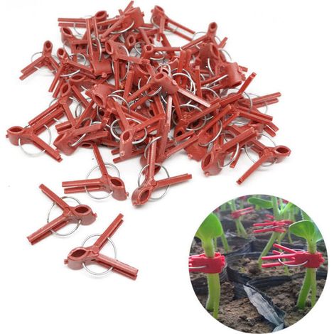 100PCS Clips de greffe de plantes Clips de greffe en plastique Clips de plantes de jardin pratiques, (1/4)