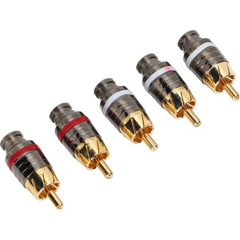 Lot de 5 connecteurs RCA portables, petits, robustes et à transmission rapide, en métal. Adaptateur de prise RCA à souder. (1/5)