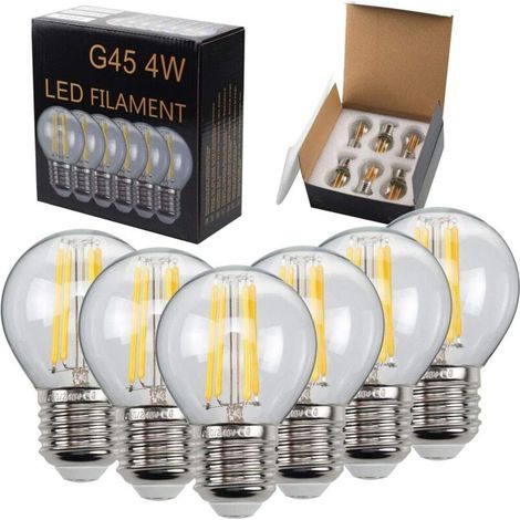 6-Pack Led Ampoule G45 2700K Globe Blanc Chaud Led Filament Ampoule E27 220 / 240V Edison Ampoule Lustre Ampoule 4Watt -A (1/5)