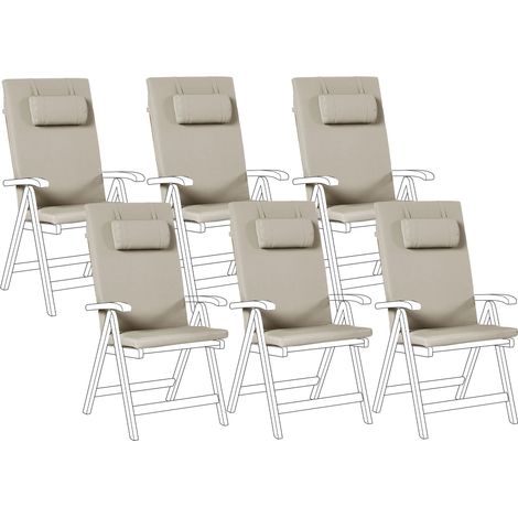 Set di 6 Cuscini in Tessuto tortora da Schienale per Sedie da Giardino Java/Amantea Premium