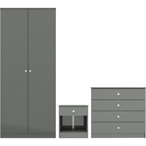 Denver Trio Set - L48 x W75 x H175 cm - Grey Gloss