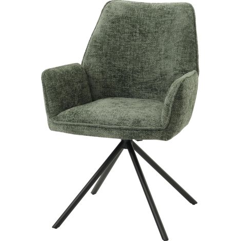 Chaise de salle à manger HWC-G67, chaise de cuisine avec accoudoirs, pivotante Auto-Position, chenille Öko-Tex MVG ver (1/2)