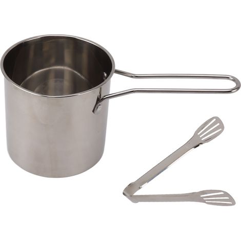 Mini-Bratpfanne aus Edelstahl, 2-teilig mit langem Griff, hitzebeständig und ölsparend (1/5)