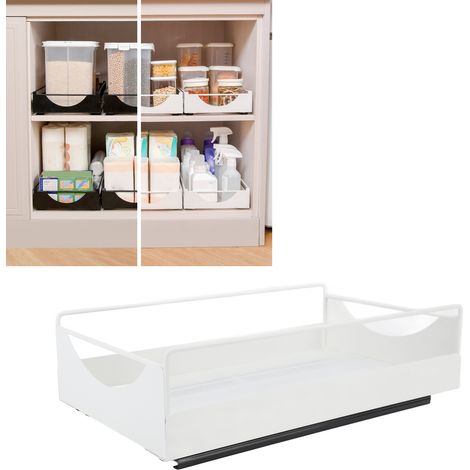 Étagère de rangement de cuisine, étagère de placard, panier coulissant, glissières de tiroir, blanc, taille moyenne (1/5)
