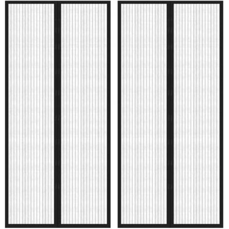 Rideaux de porte anti-insectes 2 pcs avec aimants noir 210x90cm (1/5)