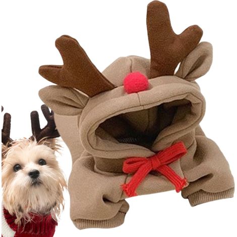 Dog hoodie, puppy Christmas costume, reindeer, pet clothes for everyday use, indoor activities, holidays, gatherings, Christmas, birthday (S)
