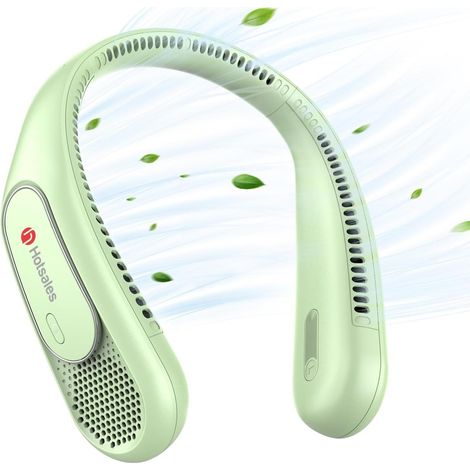 Ventilateur de cou (vert) - Ventilateur sans pales - Portable - Batterie rechargeable 4000 mAh - Trois vitesses de ventilation (1/5)