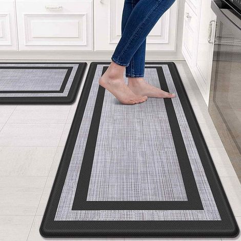 Tapis Antifatigue - Tapis Antidérapant Cuisine - 44 x 120 cm - PVC Noir - Pour Sol Cuisines Familiales ou Professionnelles - 1 Pièce (1/4)