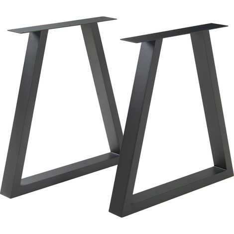 [En.Casa] – Lot de 2 pieds de table en acier laqué noir 72 x 70 cm – Supports robustes pour tables à manger et bureaux – Kit de montage inclus