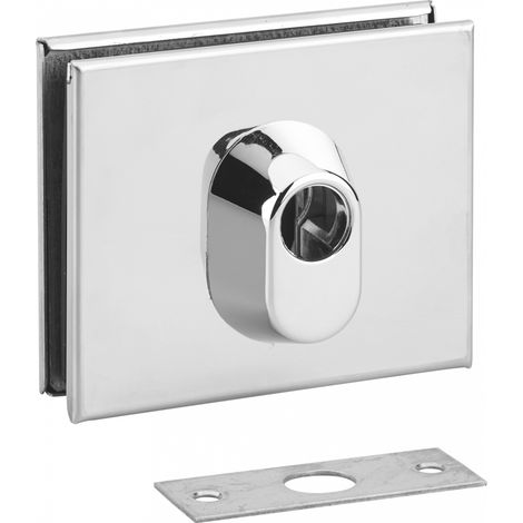 THIRARD - Boitier de serrure basse en applique à double entrée pour porte en verre, réversible, 106x87mm, chromé - THIRARD (1/3)