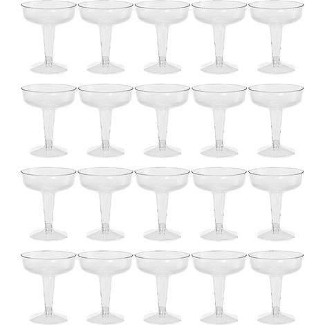 Crea – Lot de 20 flûtes à champagne en plastique transparent – Design élégant pour fêtes – Réutilisables et faciles à nettoyer (1/5)