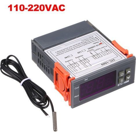 Digitales Heiz-/Kühlthermostat mit externem Sensor – STC-1000, präzise 0,1°C-Einstellung, hintergrundbeleuchtetes LCD-Display