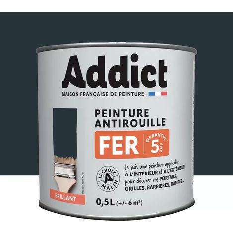 Peinture Fer Antirouille Addict Gris Anthracite Brillant 0,5 L (1/3)