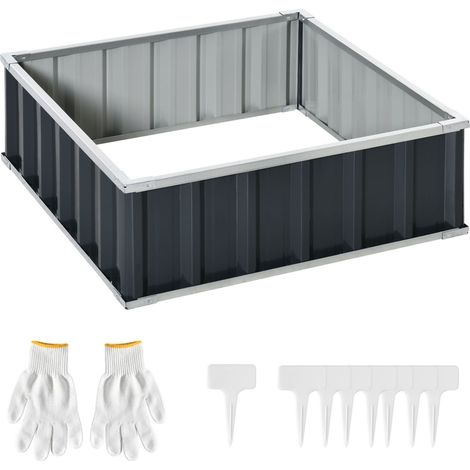 easycomfort letto per orto rialzato in acciaio, fondo aperto e montaggio senza attrezzi, 90x90x30cm