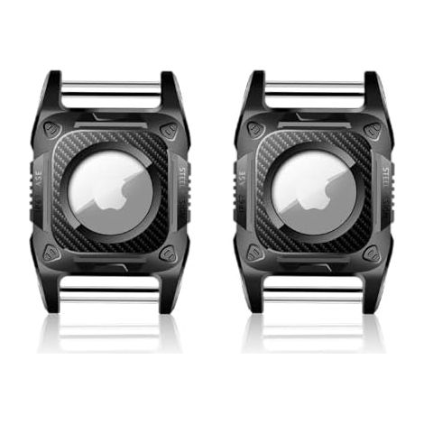 ETACCU Lot de 2 supports de collier pour chien AirTag, support étanche en TPU avec boucle métallique amovible, noir (1/5)