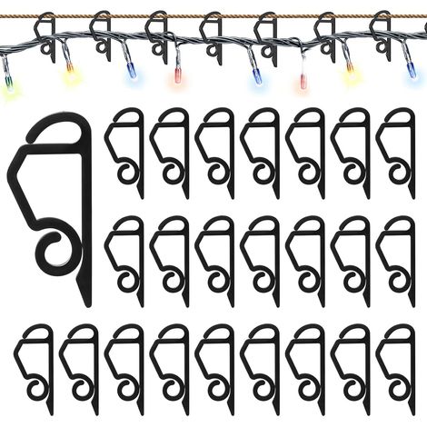 200Pièces Noir Noël Lumière Gouttière Clips pour lumières de Noël  Crochets de Gouttières, Clip Lumière Décoration Noël, Crochet de gouttière en Plastique, pour lumières de d'anniversaire (1/5)