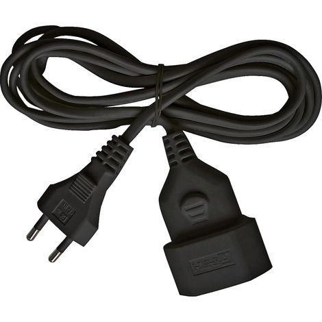 Rallonge électrique, Type-C Euro, 5m H03VVH2-F 2x0,75, Noire (1/5)