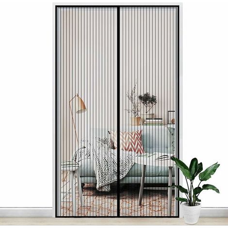 120x210CM Porte Moustiquaire Magnétique Rideau Maille Anti Moustique Mouche ou Fermeture Automatique Aimant avec Bande Scratch Sans Perçage Arrêter autres Insectes Bestioles pour Porte Fenêtre (1/5)