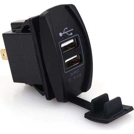 5V 3.1A Adaptateur Chargeur USB 2 Ports Universel Rapide Prise USB Moto DC 12V-24V Bleu LED pour Voiture, Moto Bateau (1/5)