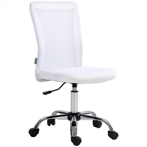 Chaise de bureau ergonomique blanche avec piètement chromé (1/5)