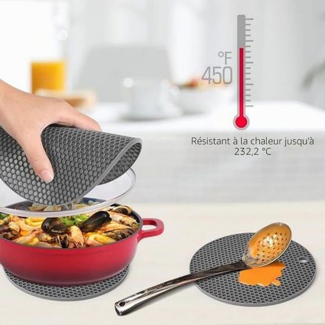 Dessous De Plat - Silicone Alimentaire FDA - Résistant À La Chaleur JusquÀ 250 °C - Antidérapant - Pour Cuisinière Et Table - 2 Pièces (1/5)