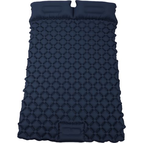 Matelas de camping 2 personnes ultra-léger en TPU autogonflant avec boutons-pression, bleu (1/5)