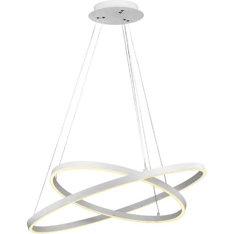 Lámpara Colgante LED 74W 3000K/4200K Aros Cruzados Aluminio Blanco
