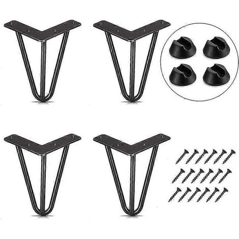 Ensemble de pieds de table de 10 cm, pieds de table basse/de table à manger à monter soi-même, noirs, comprenant des embouts de pieds et des vis. (1/5)
