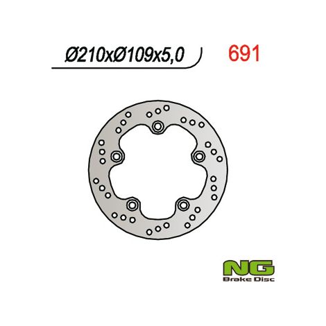 Disco de freno trasero NG para Suzuki AN 250/400 1998-2003 (210x109x5 mm)