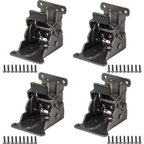 Lot de 4 charnières pliantes autobloquantes noires pour pieds de table, charnières pliantes de 0 à 90 degrés, charnières d'extension de table pliante avec vis pour pieds pliants, établi, extension de 