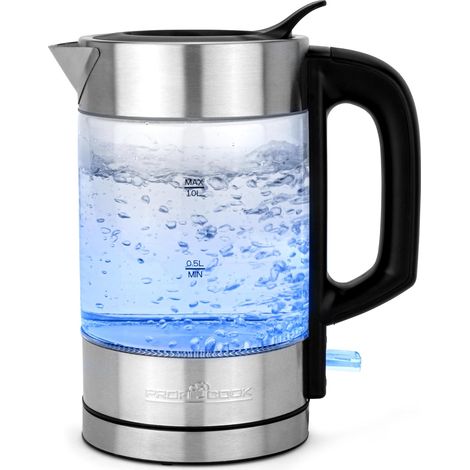 ProfiCook PC-WKS 1229 G Bollitore in acciaio inox con luce LED, 1 litro, con comando a una mano, Bollitore elettrico con indicatore del livello dell'acqua, bollitore per tè, 1600 Watt (1/5)