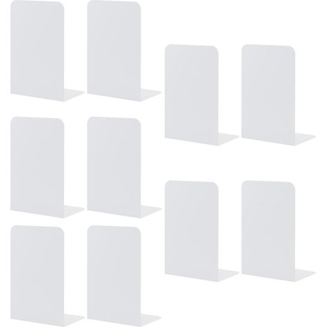 Serre-Livre Metal,5 Paires Serre-Livres Enfants,Anti-Rayures Serre-Livres Design, pour Bureaux,Décoratifs, Étagères,Écoles et Librairie (Blanc) (1/5)