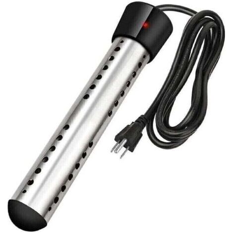 Un chauffe-eau de plongée rapide noir 1500W avec couvercle de protection en acier inoxydable indicateur de température, adapté pour baignoire à eau chaude, piscine gonflable, baignoire, seau en bois, (1/4)