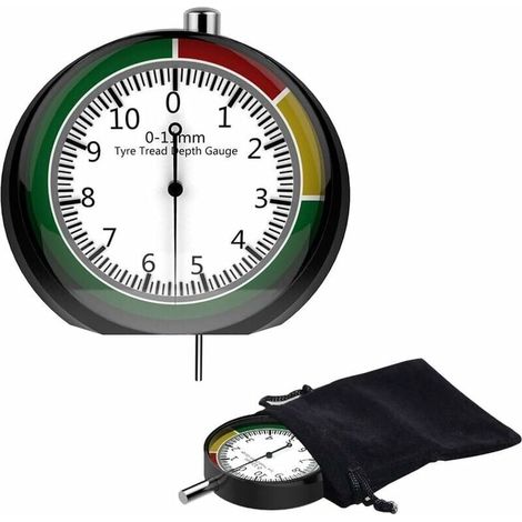 Bardusch-Jauge de Profondeur de Bande de Roulement de Pneu 0 11 mm Outil de Mesure Profondeur avec Sacoche de Jauge de Bande de Roulement Outil de Mesure de Profondeur de Pneu, Universel (1/5)